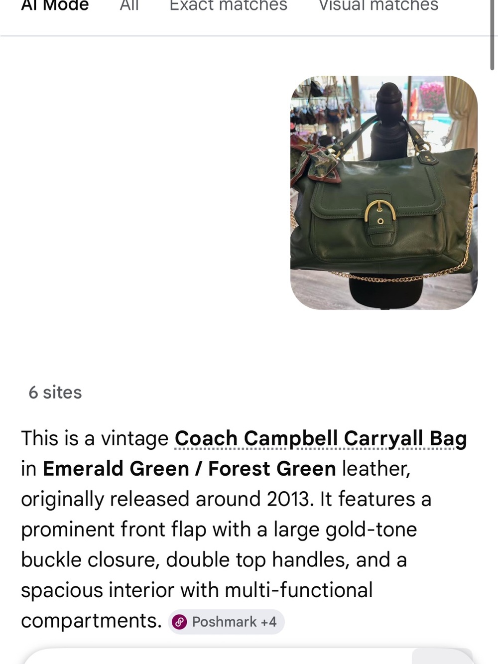 Coach Dark Emerald Forest Green Campbell Carryall - Picture 16 of 16